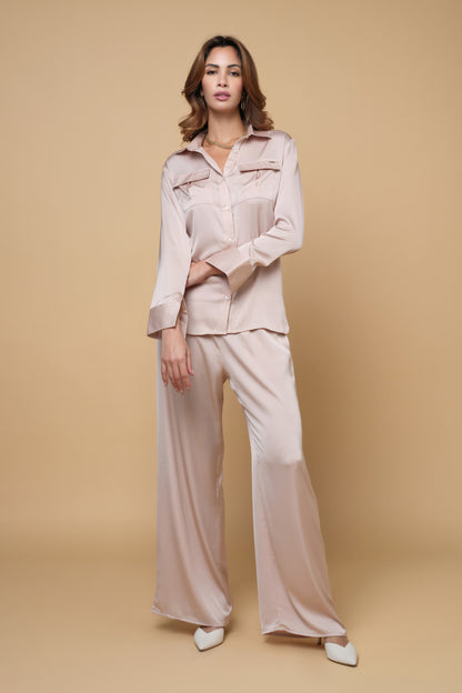 Power Play Silk Shirt - Beige