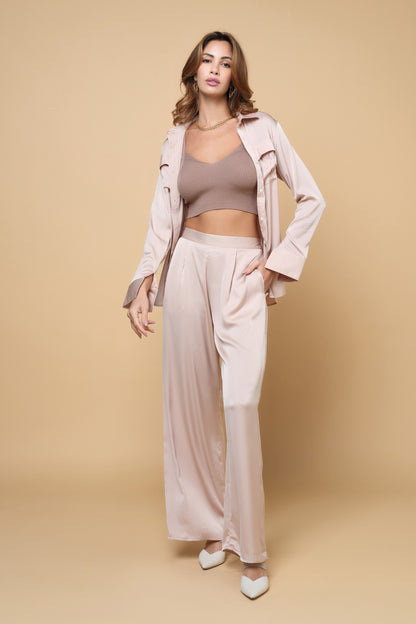 Power Play Silk Pants - Beige