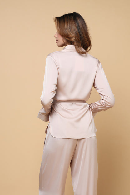 Power Play Silk Shirt - Beige